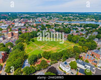 Salem Common aerial view in Historic district of Salem city center, Massachusetts MA, USA. Stock Photo