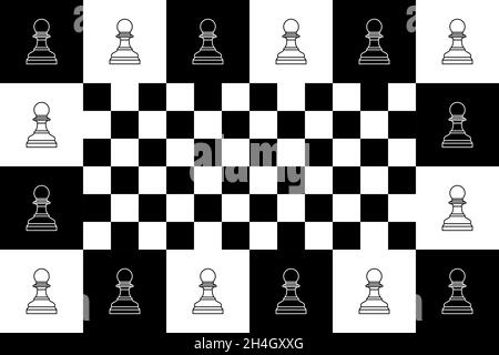 Chess pieces of pawns on a chessboard Stock Vector