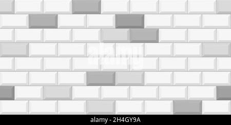 White subway tile seamless pattern. Wall with brick texture. Vector geometric background design Stock Vector