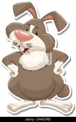 Rabbit cartoon character on white background illustration Stock Vector