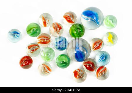 A collection of beads of various colors used in bead play, a traditional Korean game. Stock Photo