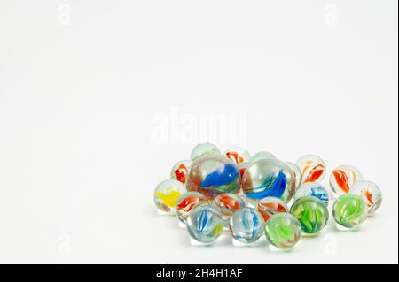 A collection of beads of various colors used in bead play, a traditional Korean game Stock Photo