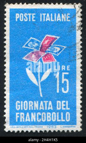 ITALY - CIRCA 1963: stamp printed by Italy, shows Stamps Forming Flower, circa 1963 Stock Photo