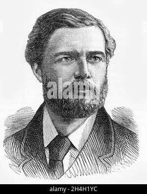 Engraving of Sir Edward Baldwin Malet, 4th Baronet GCB GCMG PC (1837 –  1908)  a British diplomat. Stock Photo