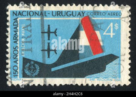 URUGUAY - CIRCA 1968: stamp printed by Uruguay, shows Gunboat, circa 1968 Stock Photo