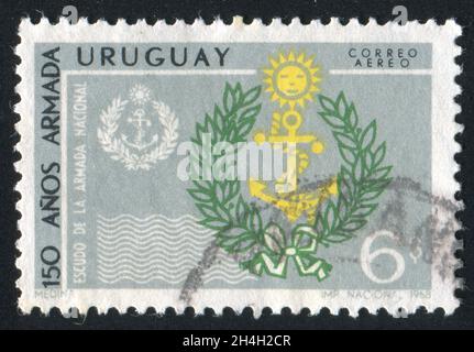 URUGUAY - CIRCA 1968: stamp printed by Uruguay, shows Coat of Arms, circa 1968 Stock Photo