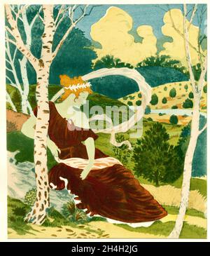 Eugène Grasset artwork entitled Dans les Bois - In the Wood Stock Photo