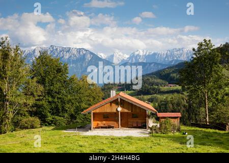 Country house, Bayrischzell, Zahmer Kaiser, Kaiser Mountains, Upper Bavaria, Bavaria, Germany Stock Photo