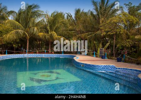 Swimming Pool, Con Ga Vang Chu Resort, Phan Rang Beach, Ninh Thuan, Vietnam Stock Photo
