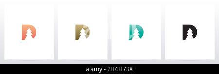 Pine Tree On Letter Logo Design D Stock Vector