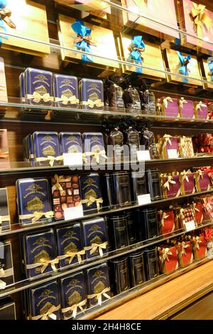 Chocolate is for sale on the shelf, Zurich, Canton Zurich, Switzerland Stock Photo