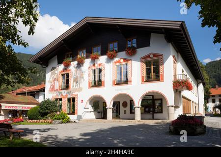 Haus des Gastes, Town Hall, Bayrischzell, Upper Bavaria, Bavaria, Germany Stock Photo