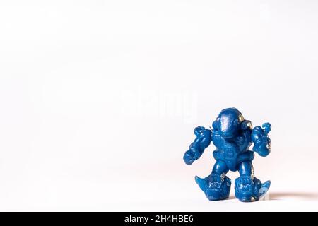 Vintage robot toys isolated on white background. Stock Photo