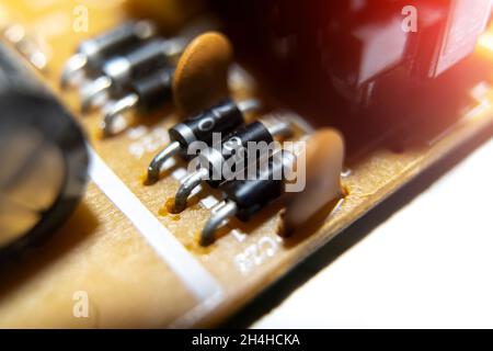 close-up diodes on the circuit board Stock Photo