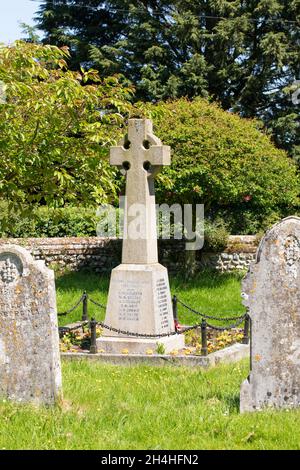 Second world war, 1939-1945 War Memorial Cross, the base of which lists those service men who lost thier lives, from the parish of St. Mary’s The Virg Stock Photo