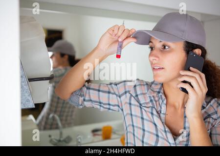 young businesswoman builder engineer architect d Stock Photo