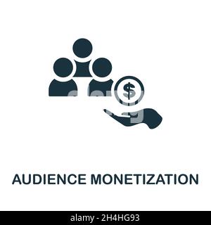 Audience Monetization icon. Monochrome sign from social media marketing collection. Creative Audience Monetization icon illustration for web design Stock Vector