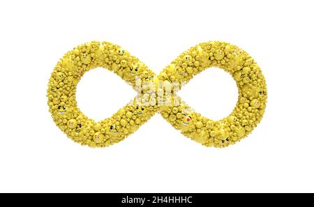 infinite sign made up of thousands of emoticon spheres - 3D rendering Stock Photo