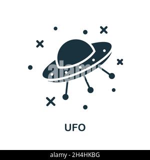 Ufo icon. Monochrome sign from space collection. Creative Ufo icon illustration for web design, infographics and more Stock Vector