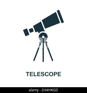 Telescope icon. Monochrome sign from space collection. Creative Telescope icon illustration for web design, infographics and more Stock Vector