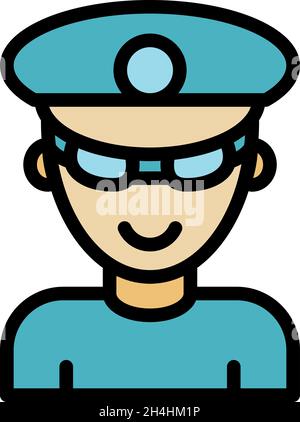 Driving school instructor icon. Outline driving school instructor vector icon color flat isolated Stock Vector