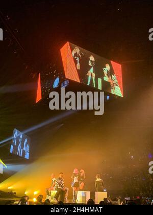 November 2, 2021: Lee Latchford-Evans, Claire Richards, Lisa Scott-Lee, Faye Tozer and Ian ''H'' Watkins of the British pop band 'Steps' perform a sold out show at the Sheffield Arena on the first date of their 2021 UK Tour. Their first live performance after the Covid 19 pandemic. (Credit Image: © Myles Wright/ZUMA Press Wire) Stock Photo