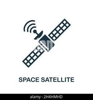 Space Satellite icon. Monochrome sign from space collection. Creative Space Satellite icon illustration for web design, infographics and more Stock Vector