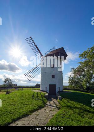 Ashton windmill an 18th century tower mill for flour in Chapel Allerton Somerset Stock Photo