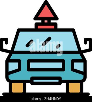 Driving school car icon. Outline driving school car vector icon color flat isolated Stock Vector