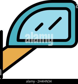 Car mirror icon. Outline car mirror vector icon color flat isolated Stock Vector
