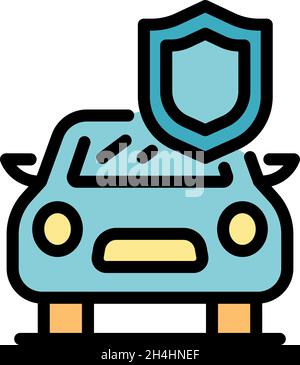 Security car icon. Outline security car vector icon color flat isolated Stock Vector