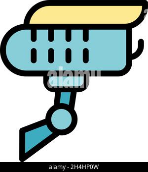 Video security icon. Outline video security vector icon color flat isolated Stock Vector