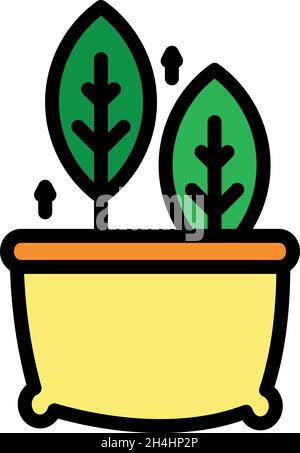 Bag with plants icon. Outline bag with plants vector icon color flat isolated Stock Vector