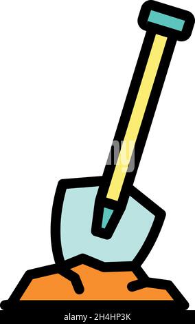 Spade garden icon. Outline spade garden vector icon color flat isolated Stock Vector