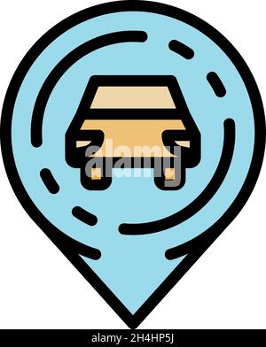 Location driving school icon. Outline location driving school vector icon color flat isolated Stock Vector