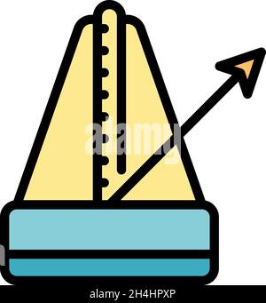 Metronome icon. Outline metronome vector icon color flat isolated Stock Vector