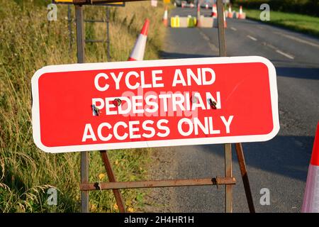 cycle and pedestrian access only on road ahead york united kingdom Stock Photo