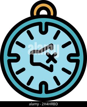 Quiet spaces stopwatch icon. Outline quiet spaces stopwatch vector icon color flat isolated Stock Vector