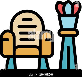Quiet spaces armchair icon. Outline quiet spaces armchair vector icon color flat isolated Stock Vector