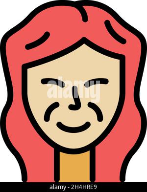 Wrinkles adult icon. Outline wrinkles adult vector icon color flat isolated Stock Vector