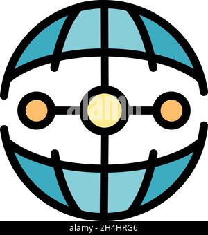 Code globe icon. Outline code globe vector icon color flat isolated Stock Vector