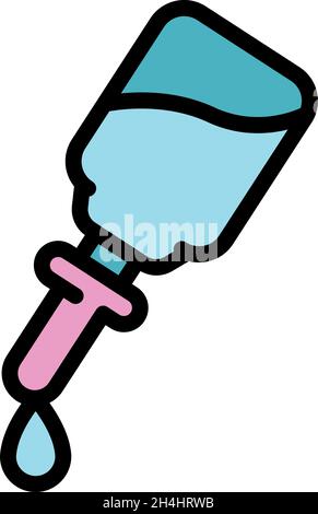 Dropper essential oils icon. Outline dropper essential oils vector icon color flat isolated Stock Vector