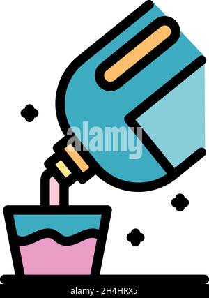 Softener cup icon. Outline softener cup vector icon color flat isolated Stock Vector