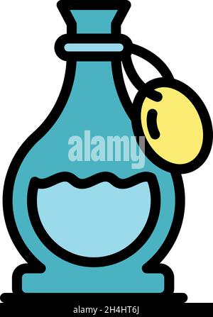 Essential oils bottle icon. Outline essential oils bottle vector icon color flat isolated Stock Vector
