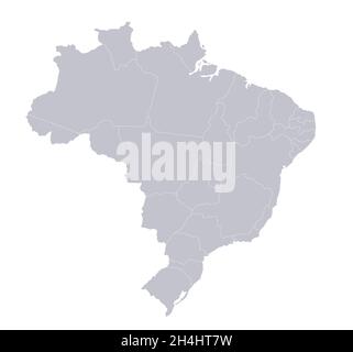 Infographics of Brazil map, individual regions blank Stock Photo