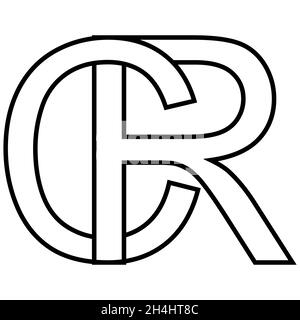 Logo sign rc, cr icon sign interlaced letters c r logo rc cr first capital letters pattern alphabet Stock Vector
