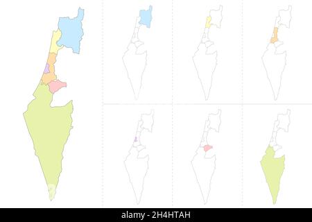 Map of Jerusalem divided to administrative divisions, blank Stock Photo