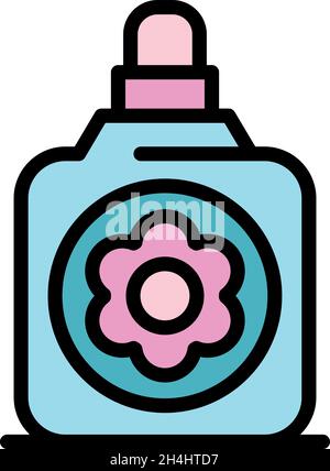 Bottle essential oils icon. Outline bottle essential oils vector icon color flat isolated Stock Vector