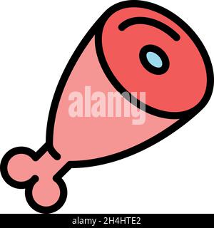 Ham meat icon. Outline ham meat vector icon color flat isolated Stock Vector