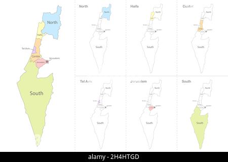 Map of Jerusalem divided to administrative divisions vector